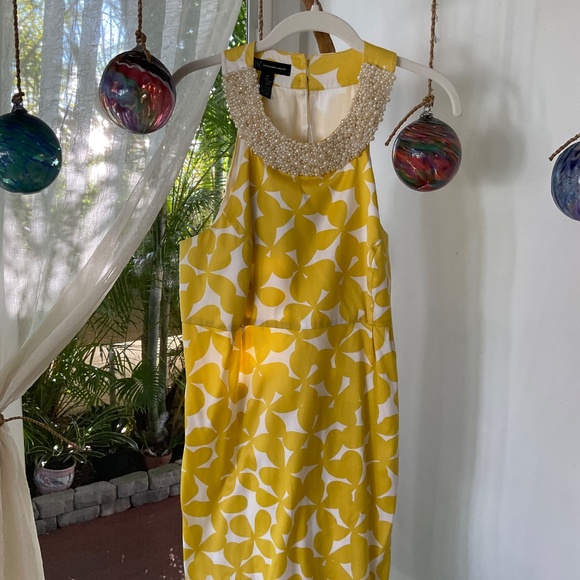 INC International Concepts Pearl Embellished Yellow/Gold Dress - Picture 9 of 12